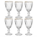 Jogo 6 Taças Diamond Vidro Transparente com Borda Dourada 330ML– Gamma